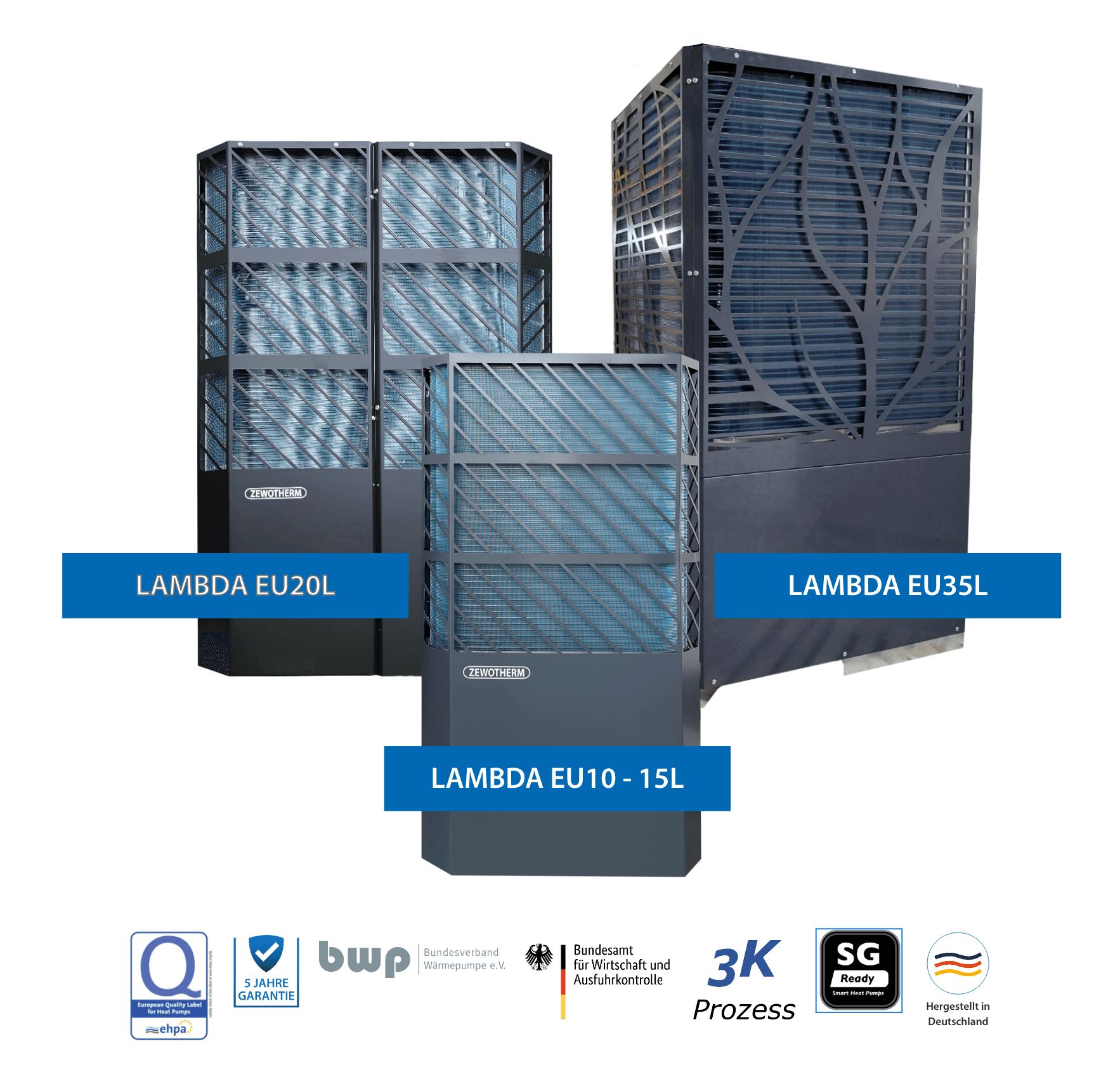 ZEWOTHERM LAMBDA Modellübersicht: EU10L, EU13L, EU15L, EU20L, EU35L